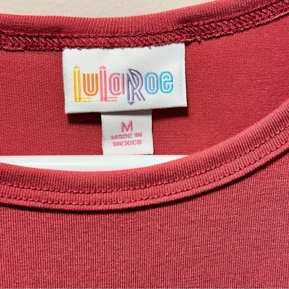 LulaRoe Maurine Dress Long Sleeve 3/4 Bell Sleeve Ruffle Hem Line Red 8-10 M - Picture 5 of 16